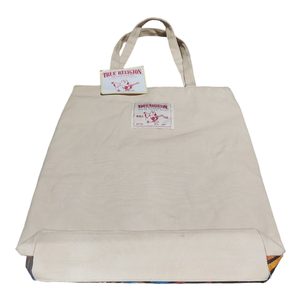True Religion Gift Bag New Wave Colorful Canvas Shopper Tote Shoulder Bag - Picture 4 of 4